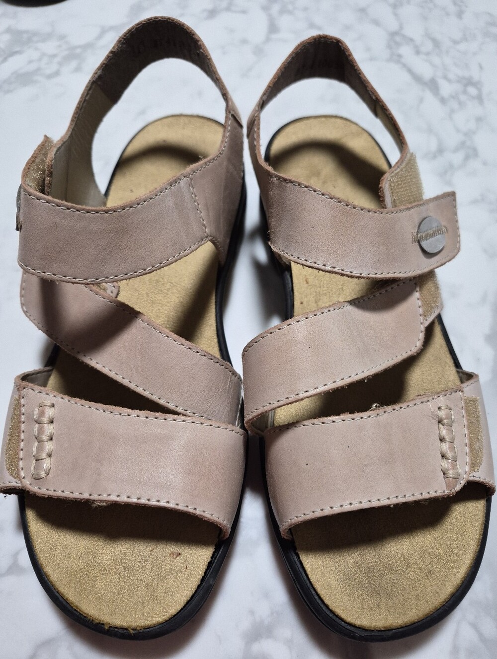 Rieker Blush/cream Leather Slingback Sandals